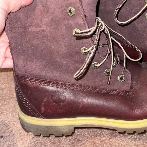 Timberland Jayne Fleece Women Tan Red Boots Leather Earthkeeper - Picture 7 of 7